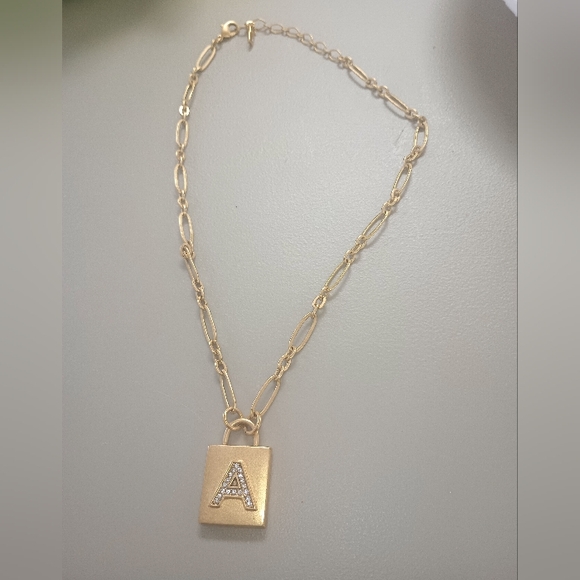Sequin Padlock Initial A Necklace - Picture 2 of 4